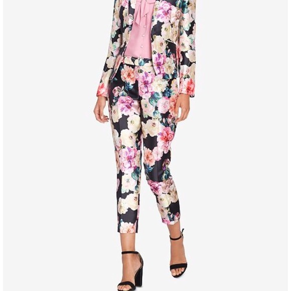 Tahari Pants - Tahari ASL’s Floral-Print Mikado Cropped Pants